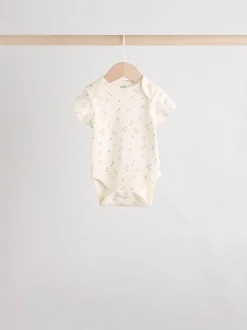 Rompertjes En Hemdjes|Rompertjes En Hemdjes*Next Neutraal - Verpakking van 5 babyrompertjes met korte mouw van 100% katoen