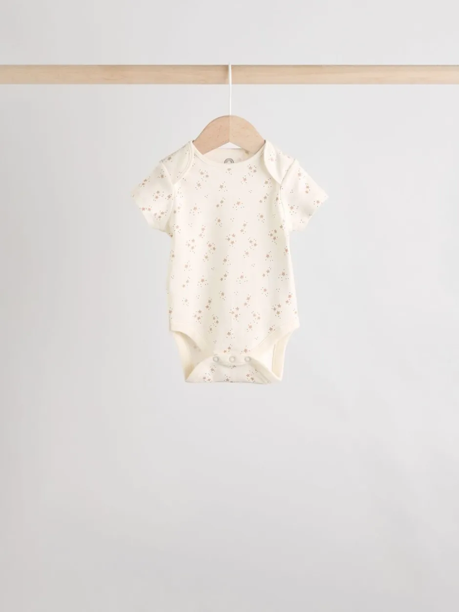 Rompertjes En Hemdjes|Rompertjes En Hemdjes*Next Neutraal - Verpakking van 5 babyrompertjes met korte mouw van 100% katoen