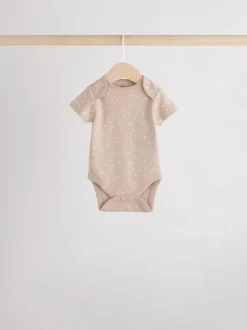 Rompertjes En Hemdjes|Rompertjes En Hemdjes*Next Neutraal - Verpakking van 5 babyrompertjes met korte mouw van 100% katoen