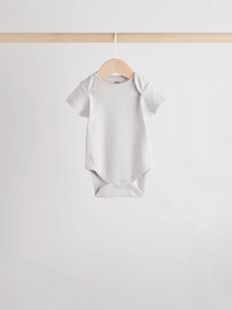 Rompertjes En Hemdjes|Rompertjes En Hemdjes*Next Neutraal - Verpakking van 5 babyrompertjes met korte mouw van 100% katoen