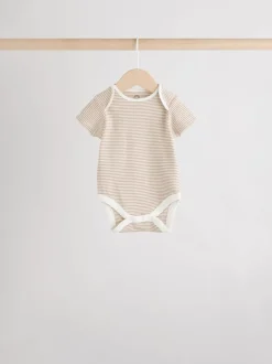 Rompertjes En Hemdjes|Rompertjes En Hemdjes*Next Neutraal - Verpakking van 5 babyrompertjes met korte mouw van 100% katoen