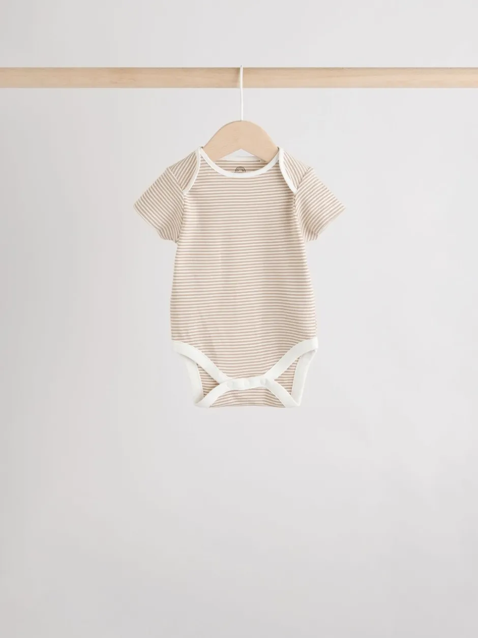 Rompertjes En Hemdjes|Rompertjes En Hemdjes*Next Neutraal - Verpakking van 5 babyrompertjes met korte mouw van 100% katoen