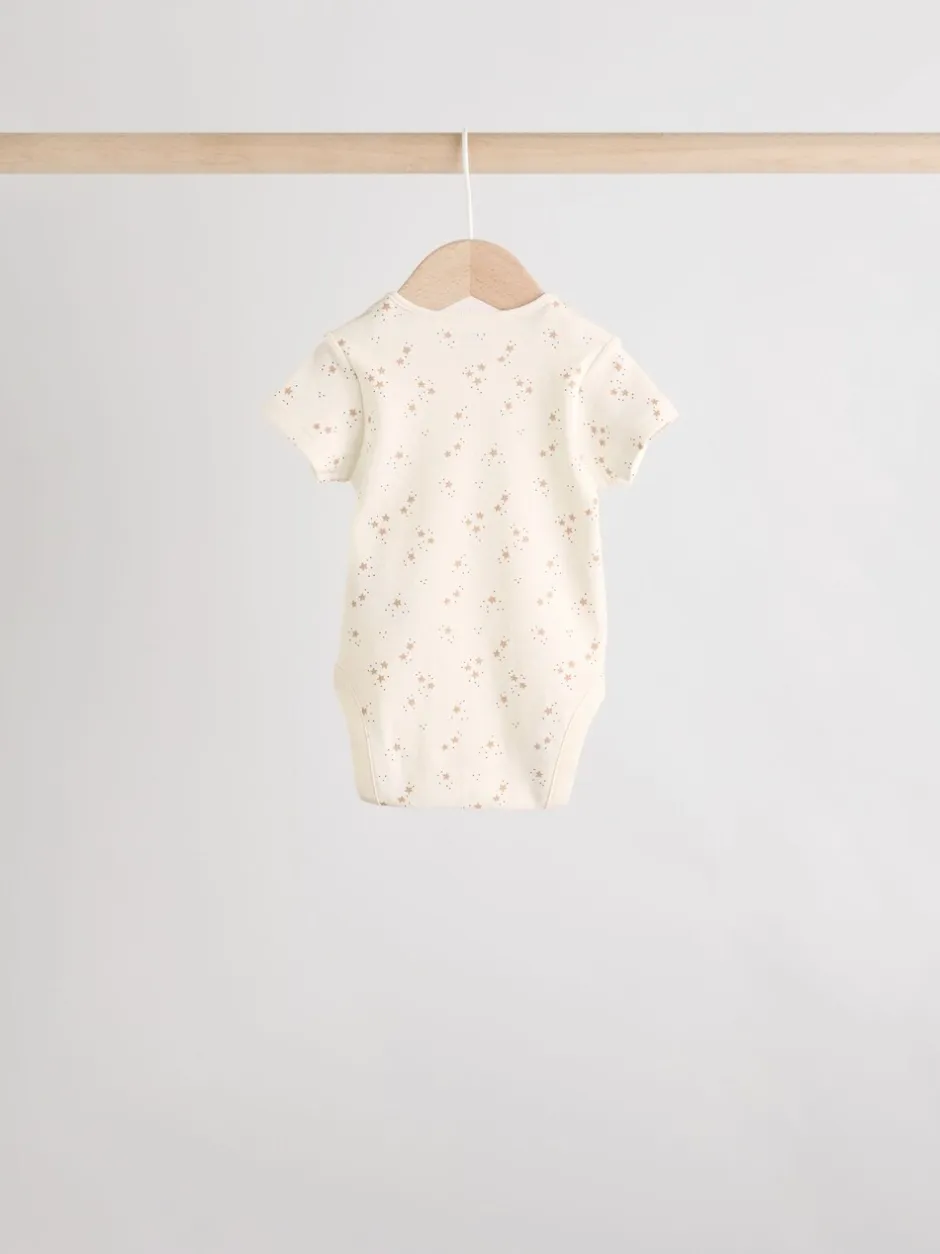Rompertjes En Hemdjes|Rompertjes En Hemdjes*Next Neutraal - Verpakking van 5 babyrompertjes met korte mouw van 100% katoen