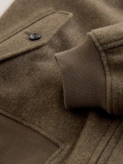 Jassen En Jacks*Next Neutraal - Wool Look Borg Lined Harrington Jacket