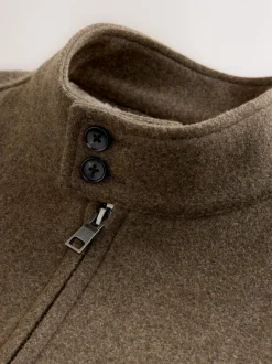 Jassen En Jacks*Next Neutraal - Wool Look Borg Lined Harrington Jacket