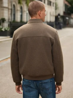Jassen En Jacks*Next Neutraal - Wool Look Borg Lined Harrington Jacket