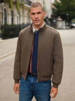 Jassen En Jacks*Next Neutraal - Wool Look Borg Lined Harrington Jacket