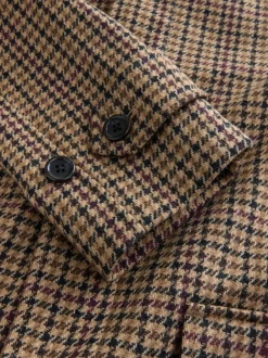 Jassen En Jacks|Next Neutraal - Wool Rich Italian Fabric Dogtooth Check Coat