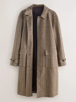 Jassen En Jacks|Next Neutraal - Wool Rich Italian Fabric Dogtooth Check Coat