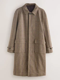 Jassen En Jacks|Next Neutraal - Wool Rich Italian Fabric Dogtooth Check Coat
