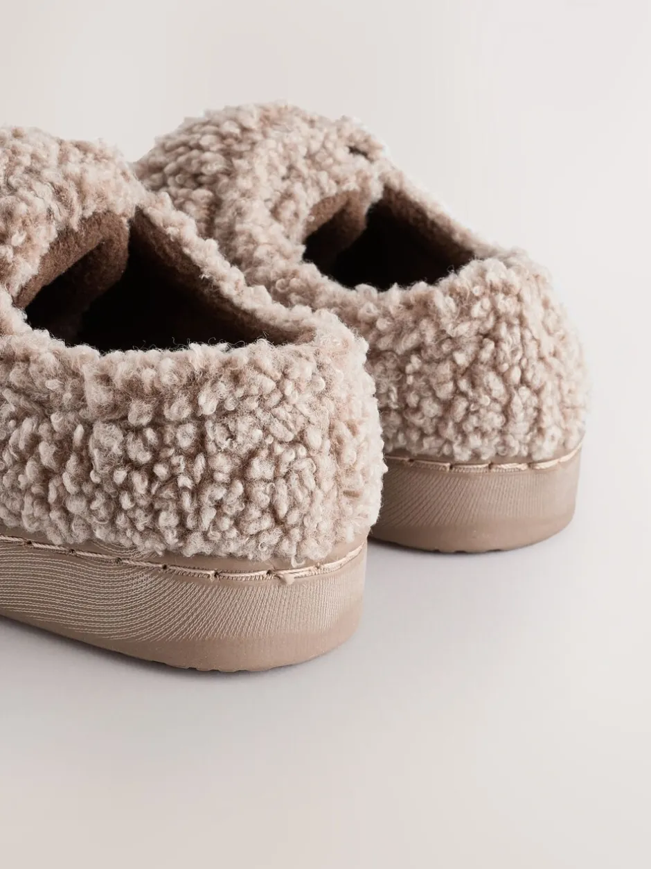 Pantoffels*Next - Warm gevoerde pantoffels met kuipzool Neutraal borg