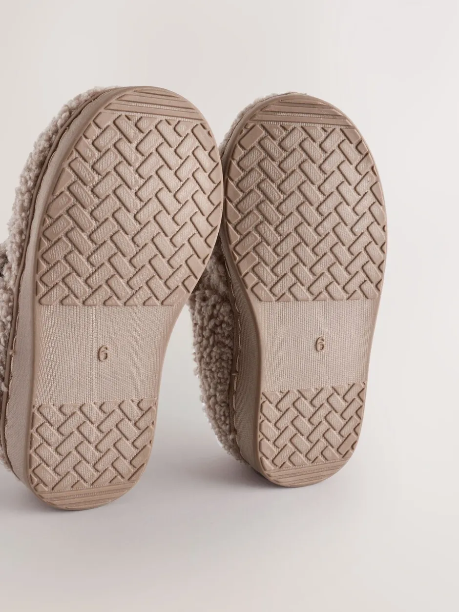 Pantoffels*Next - Warm gevoerde pantoffels met kuipzool Neutraal borg