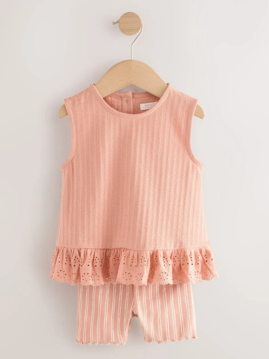 Tops|Shorts En Rokken|Next - Set van 2 hemdjes en shorts (3mnd -7jr) Neutraal fijne print
