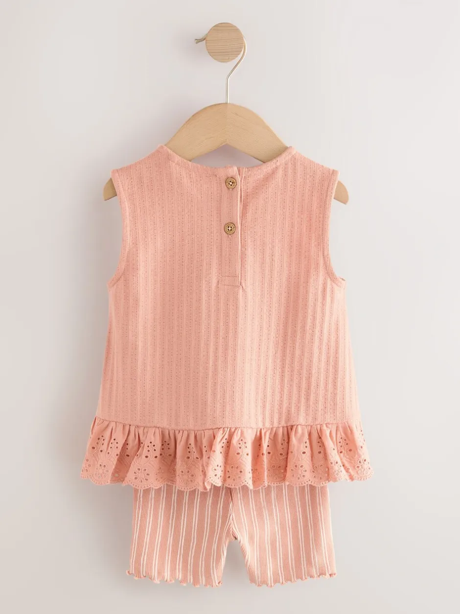 Tops|Shorts En Rokken|Next - Set van 2 hemdjes en shorts (3mnd -7jr) Neutraal fijne print