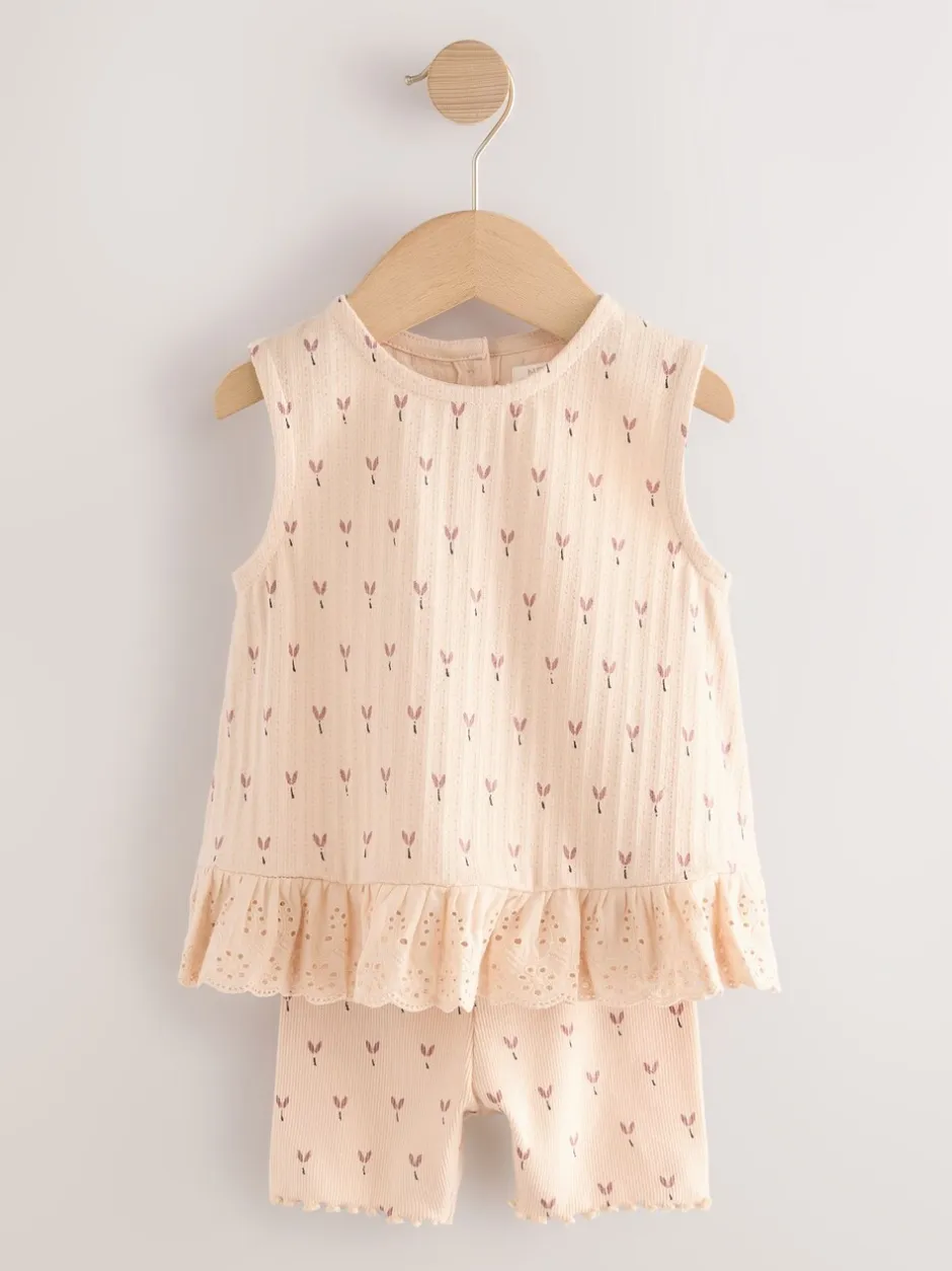 Tops|Shorts En Rokken|Next - Set van 2 hemdjes en shorts (3mnd -7jr) Neutraal fijne print