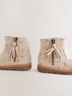 Boots*Next Neutraal gebloemd - Chelsea enkellaarsjes met rits en kwastjes