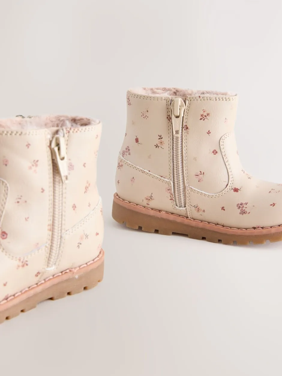 Boots|Next Neutraal gebloemd - Chelsea enkellaarsjes met rits en kwastjes