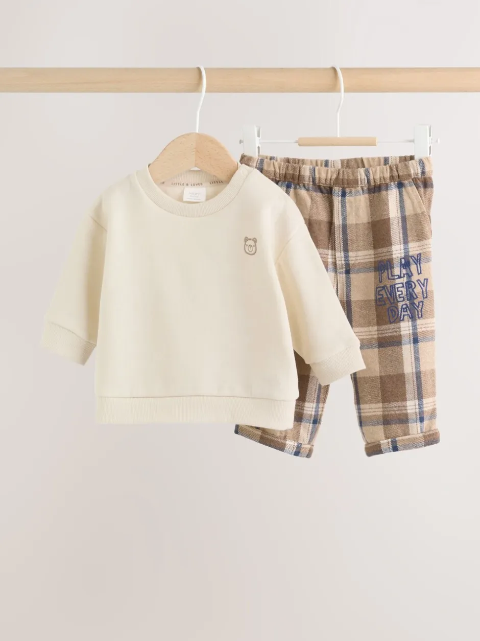 Sweaters En Hoody´S|Sets En Outfits|Next - Set van babysweatshirt en broek (0mnd -2jr) Neutraal geruit