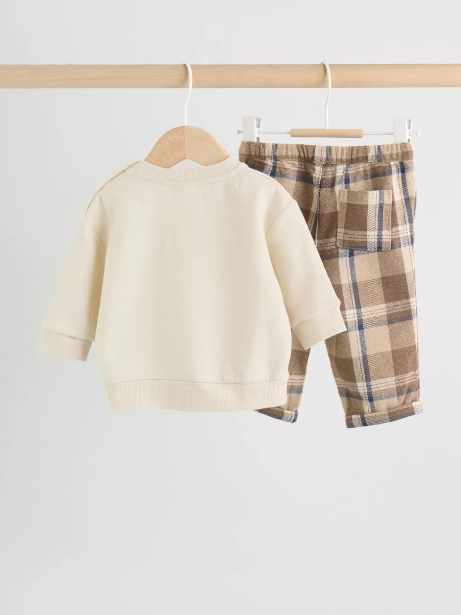 Sweaters En Hoody´S|Sets En Outfits|Next - Set van babysweatshirt en broek (0mnd -2jr) Neutraal geruit
