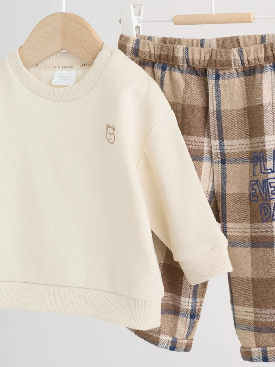 Sweaters En Hoody´S|Sets En Outfits|Next - Set van babysweatshirt en broek (0mnd -2jr) Neutraal geruit