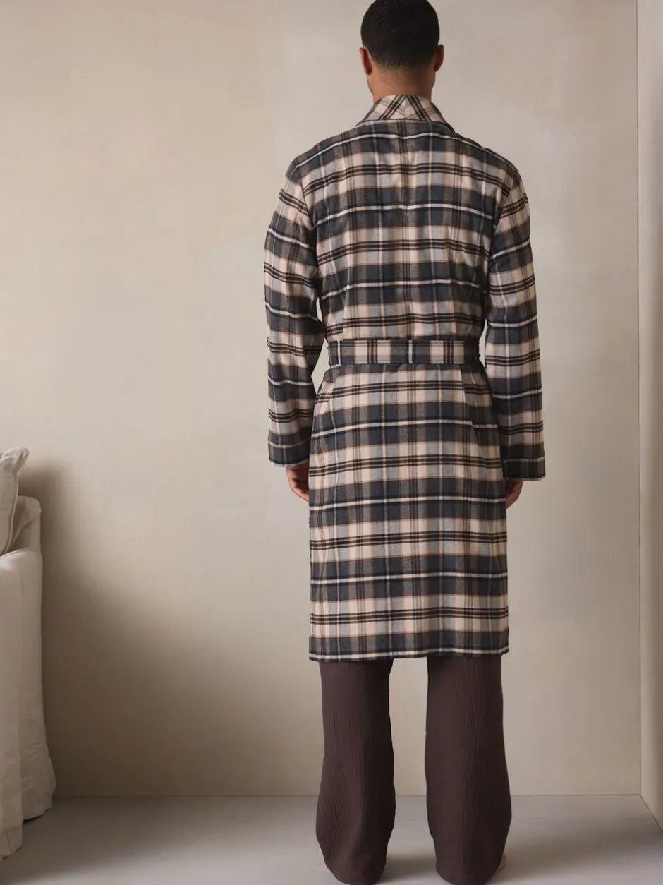 Loungewear|Kamerjassen En Badjassen*Next Neutraal geruit - Woven Dressing Gown