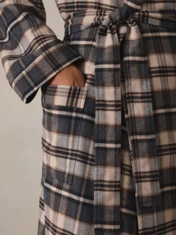 Loungewear|Kamerjassen En Badjassen*Next Neutraal geruit - Woven Dressing Gown