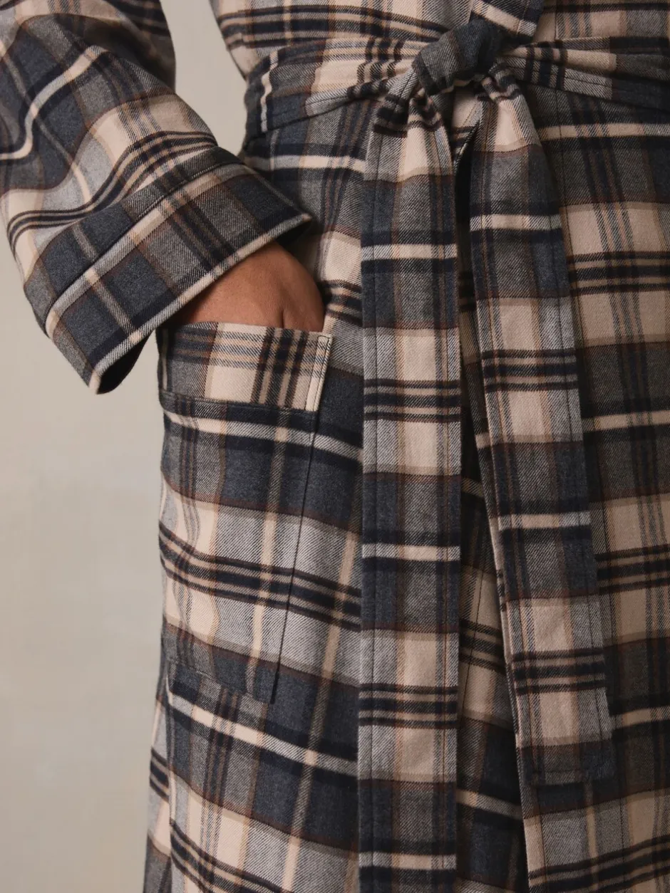 Loungewear|Kamerjassen En Badjassen*Next Neutraal geruit - Woven Dressing Gown