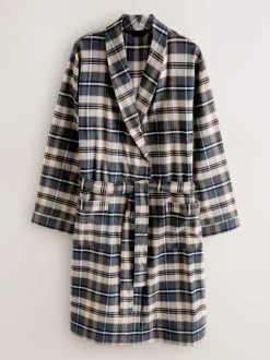 Loungewear|Kamerjassen En Badjassen*Next Neutraal geruit - Woven Dressing Gown