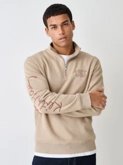 Sweaters En Hoody´S|Sweaters En Hoody´S*Next Neutraal kiezelkleurig - Keith Haring Licence Graphic Print Quarter Zip Neck Sweatshirt