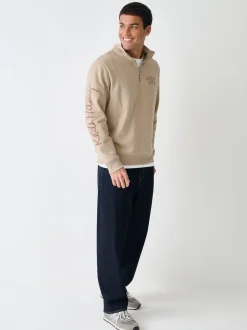 Sweaters En Hoody´S|Sweaters En Hoody´S*Next Neutraal kiezelkleurig - Keith Haring Licence Graphic Print Quarter Zip Neck Sweatshirt