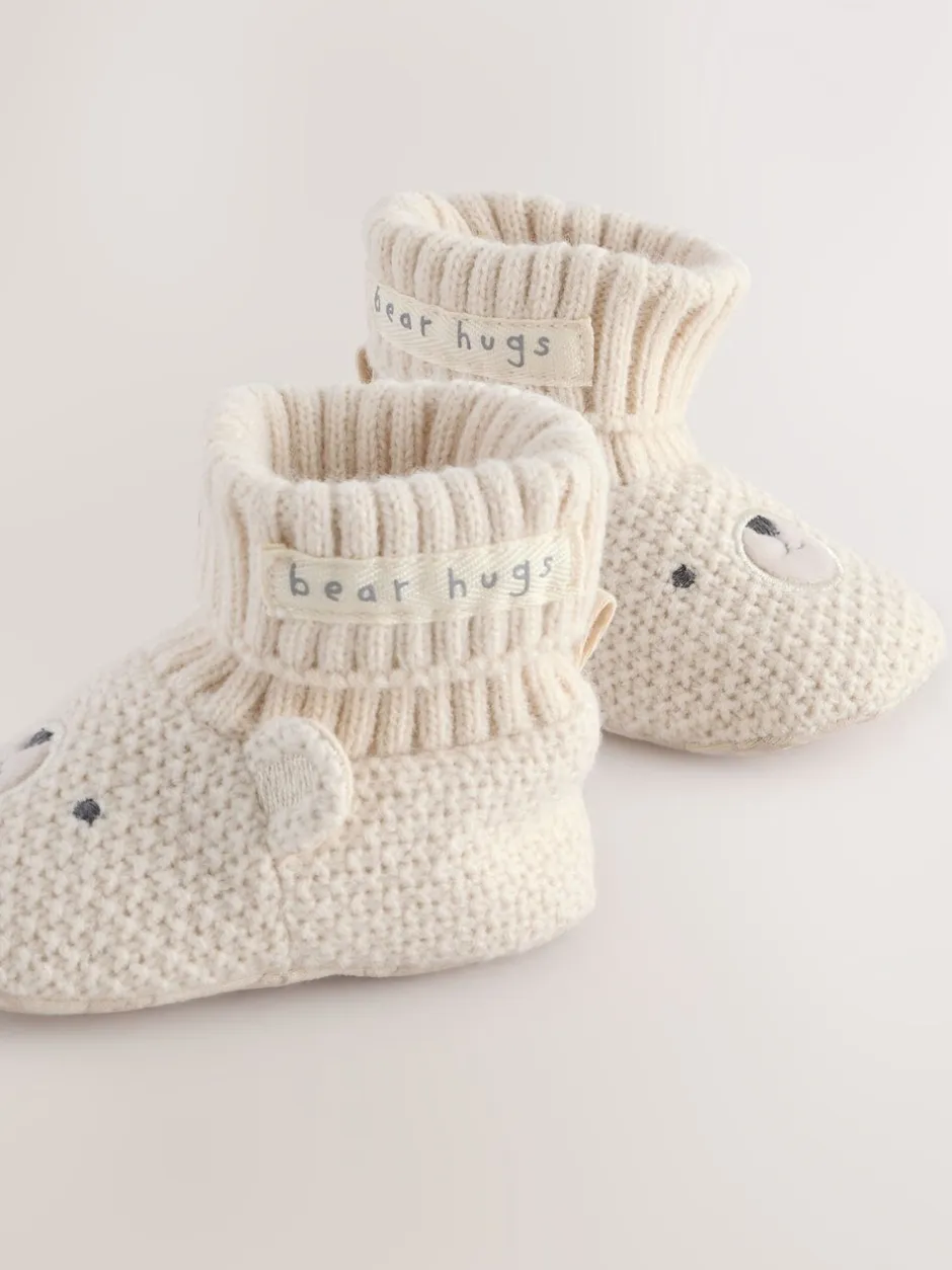 Boots|Next Neutraal met beren - Babyschoenen met sok-bovenkant (0-18mnd)