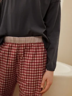 Nachtkleding En Pyjama's|Pyjama's|Next - Set van 2 ruit pyjama's met geweven onderkant (3-16jr) Neutraal met beren