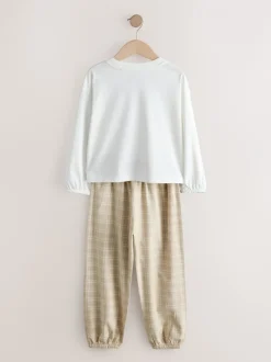 Nachtkleding En Pyjama's|Pyjama's|Next - Set van 2 ruit pyjama's met geweven onderkant (3-16jr) Neutraal met beren