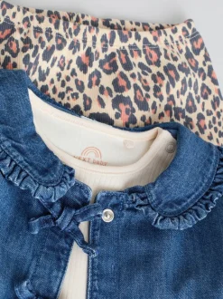 Tops|Tops*Next Neutraal met dieren - Baby Spijkerjack, Top en Leggings Set 3 Pieces (0mnd-2jr)