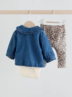 Tops|Tops*Next Neutraal met dieren - Baby Spijkerjack, Top en Leggings Set 3 Pieces (0mnd-2jr)