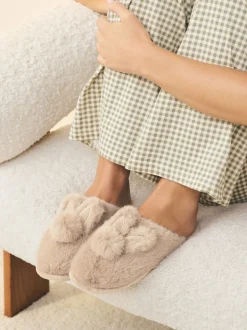 Pantoffels*Next Neutraal met konijnenprint - Pantoffelmuiltjes