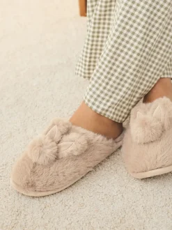 Pantoffels*Next Neutraal met konijnenprint - Pantoffelmuiltjes