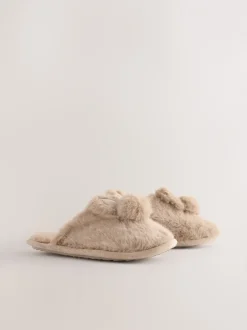Pantoffels*Next Neutraal met konijnenprint - Pantoffelmuiltjes