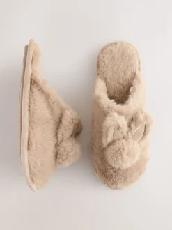 Pantoffels*Next Neutraal met konijnenprint - Pantoffelmuiltjes
