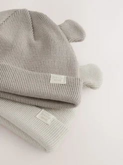 Mutsjes En Antikrabwantjes*Next - 2pack Rib Baby Muts Neutraal/bruin
