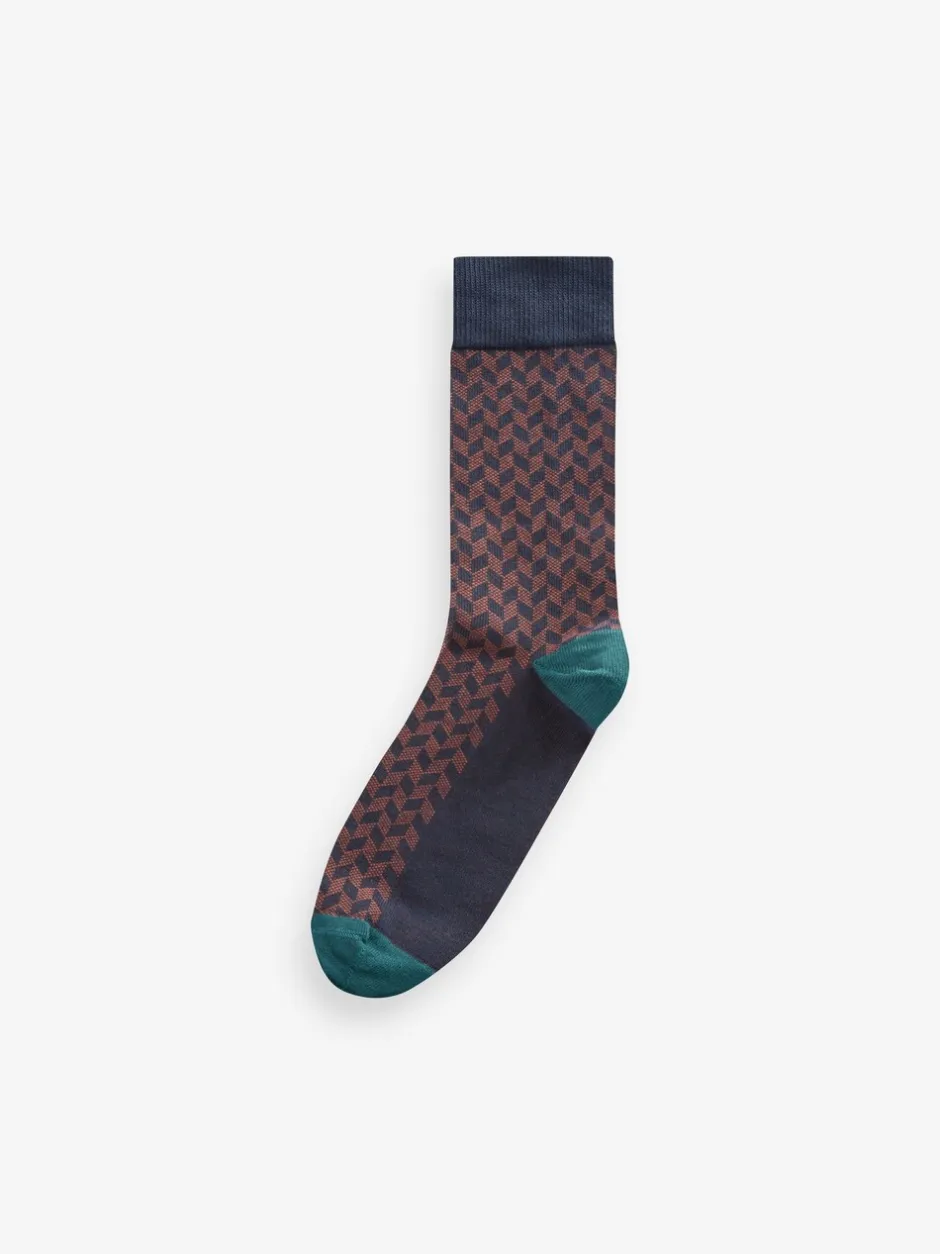 Sokken|Sokken*Next Neutraal/marineblauw - 5 Paar modieuze sokken met patroon