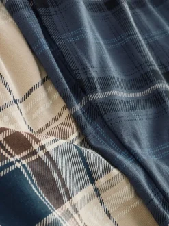Loungewear|Pyjama's*Next Neutraal/marineblauw - Geruite pyjamaset met korte jersey mouwen 2 stuks