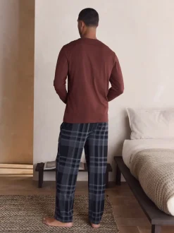 Loungewear|Pyjama's*Next Neutraal/marineblauw - Geruite pyjamaset met korte jersey mouwen 2 stuks