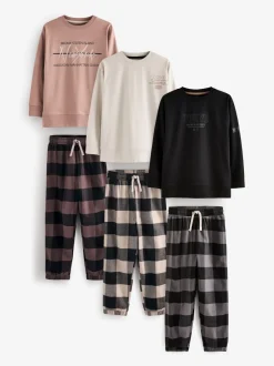Pyjama's|Nachtkleding En Pyjama's|Next - Verpakking van 3 geweven geruite pyjama's (3-16 jr) Neutraal/zwart