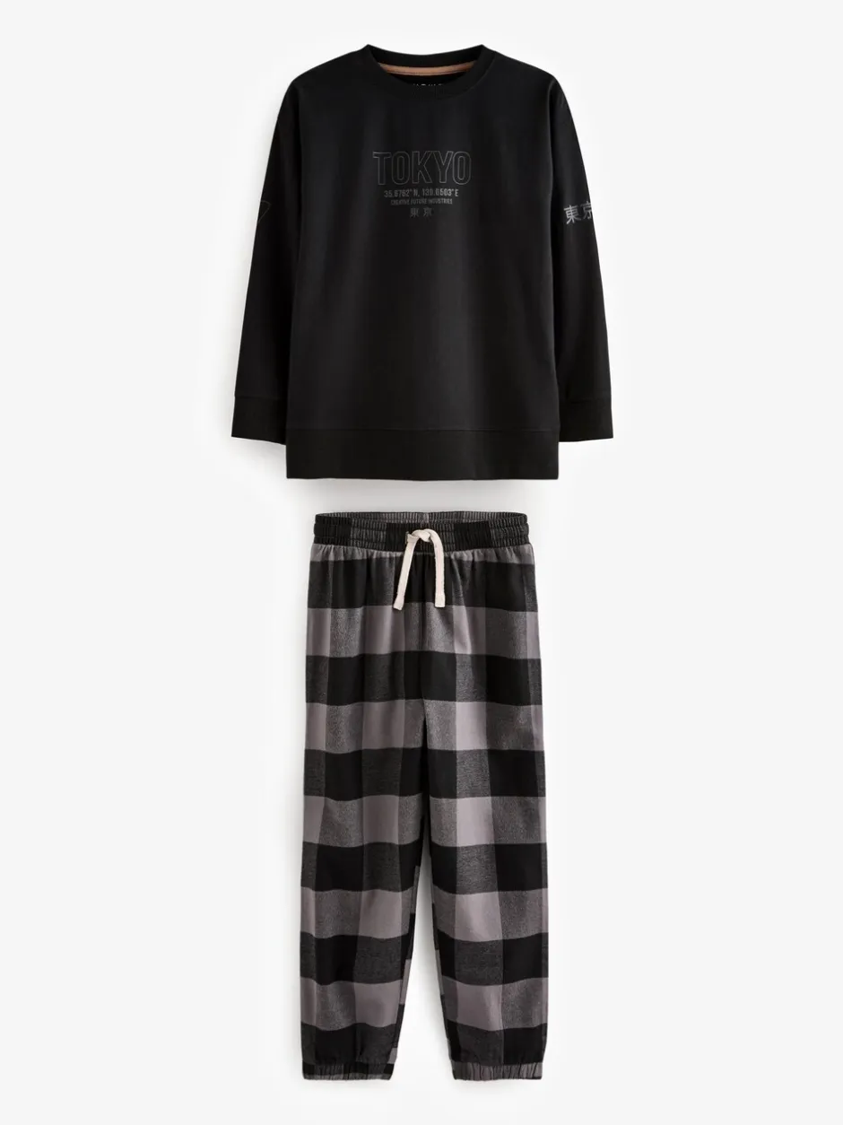 Pyjama's|Nachtkleding En Pyjama's|Next - Verpakking van 3 geweven geruite pyjama's (3-16 jr) Neutraal/zwart