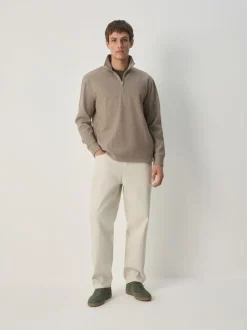 Gebreide Kleding*Next - Long Sleeve Quarter Zip Jumper Neutral Brown Dogtooth