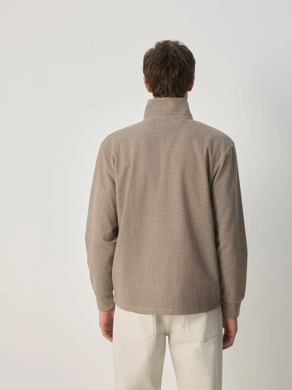 Gebreide Kleding*Next - Long Sleeve Quarter Zip Jumper Neutral Brown Dogtooth