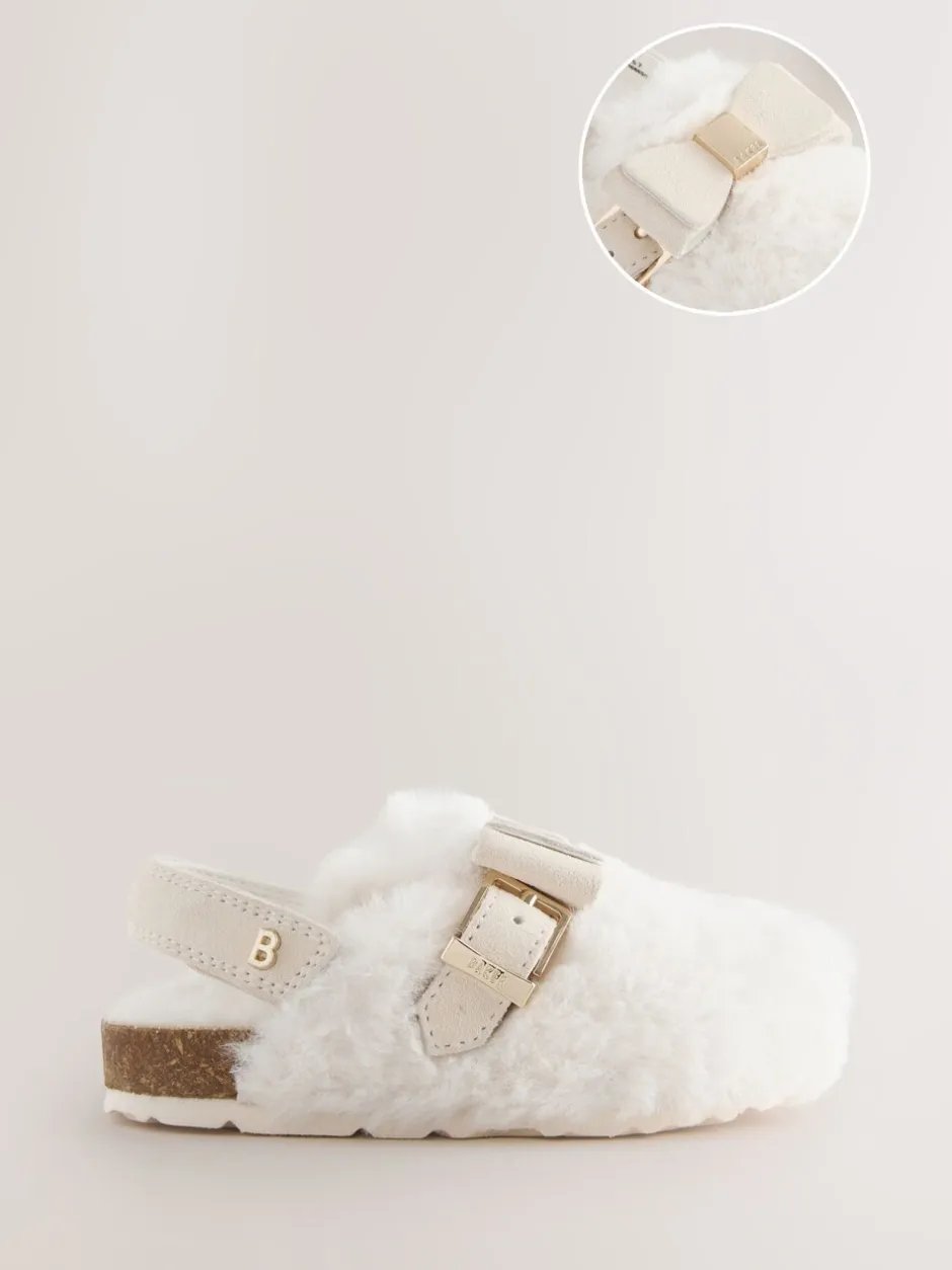 Pantoffels|Baker by Ted Baker - Meisjes Slingback Muiltjes Klomp Pantoffels Neutral Faux Fur