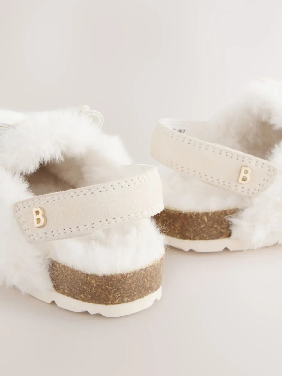 Pantoffels|Baker by Ted Baker - Meisjes Slingback Muiltjes Klomp Pantoffels Neutral Faux Fur