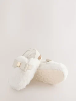 Pantoffels|Baker by Ted Baker - Meisjes Slingback Muiltjes Klomp Pantoffels Neutral Faux Fur